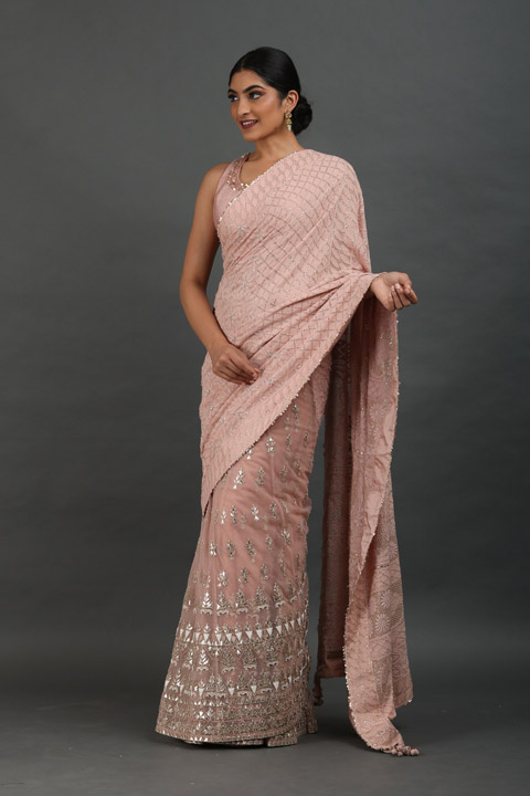 Peach Embellished Lehenga Sareeuntitled (2 of 14)